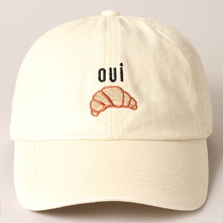Fashion City - Wholesale Baseball Cap - Women's - OUI Croissant Embroidered Baseball Cap