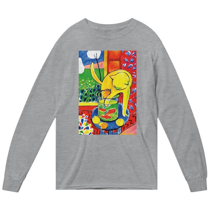 Matisse - The Cat With Red Fishes 1914 Artwork Long Sleeve Shirt for wholesale by Art-O-Rama Shop
