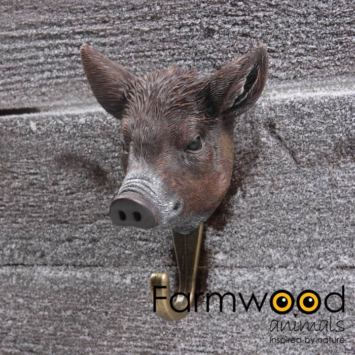 Imhof & Stevens BV - Wholesale Wall Hook - COAT HOOK HOOK'D! WILD BOAR 6X8.5X12 CM FARMWOOD ANIMALS2