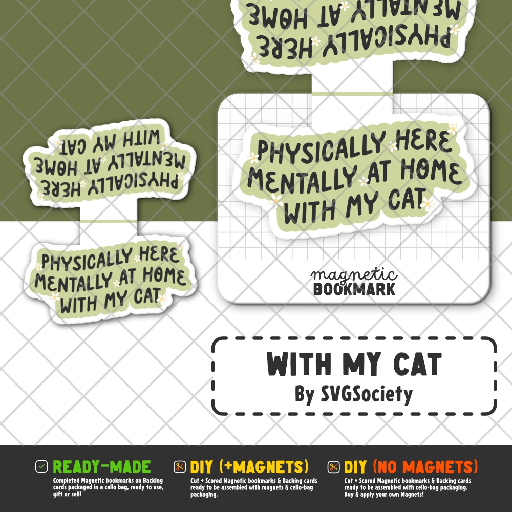 Stickiply - Wholesale Bookmark - With my Cat | Magnetic Bookmark1