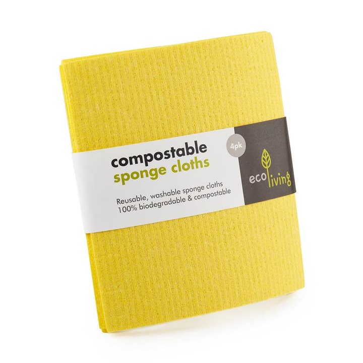 ecoLiving – wholesale Dishcloth – Compostable UK Sponge Cleaning Cloths (4 Pack)0