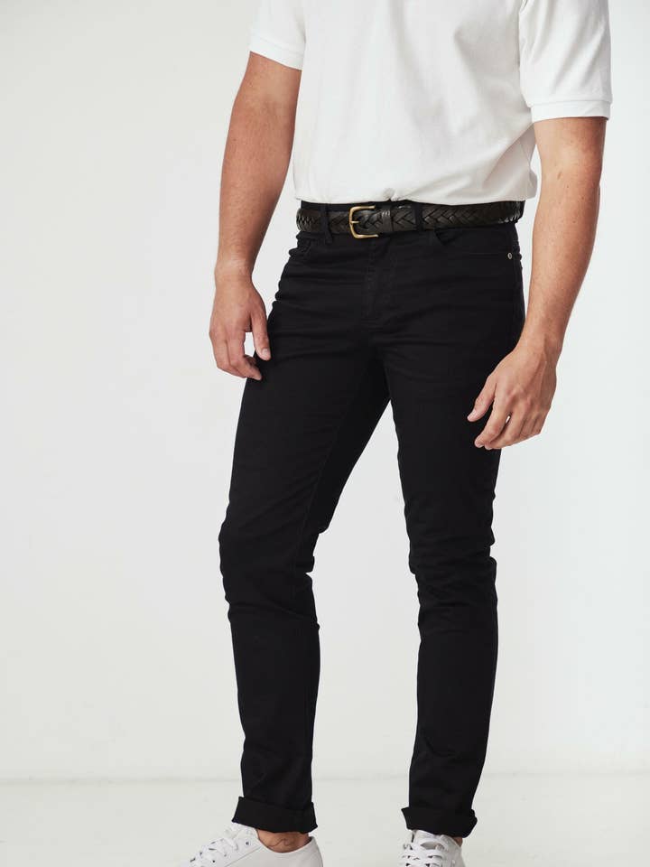 Garie Black Slim 5 Pocket Pant for wholesale by BLKWD APPAREL