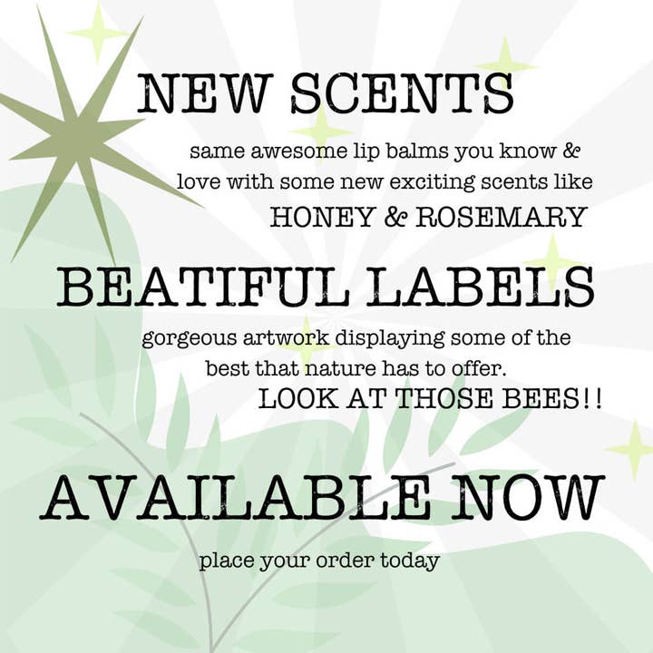 Serious Lip Balm - Wholesale Lip Balm - Basil Botanical Lip Balms - Brand New Design for Spring!