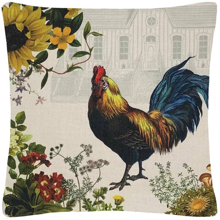 Fodera per cuscino Rooster & Hen House per la vendita all'ingrosso da parte di Golden Hill Studio