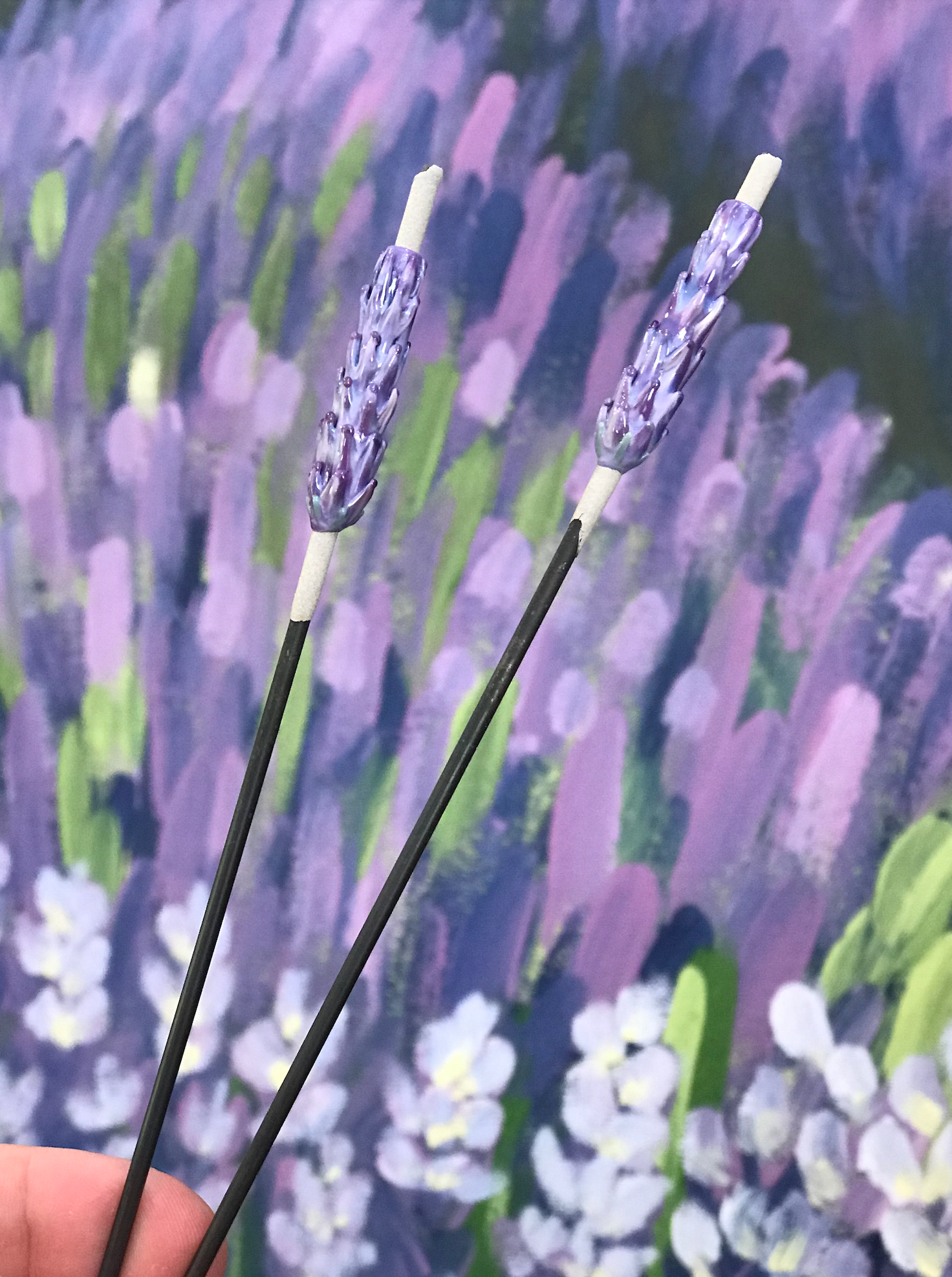 Lavender Beads - Vendita all'ingrosso Collana con ciondolo/pendaglio - Ciondolo lungo con perline di vetro color lavanda su catenina in argento da 61 cm, grande6