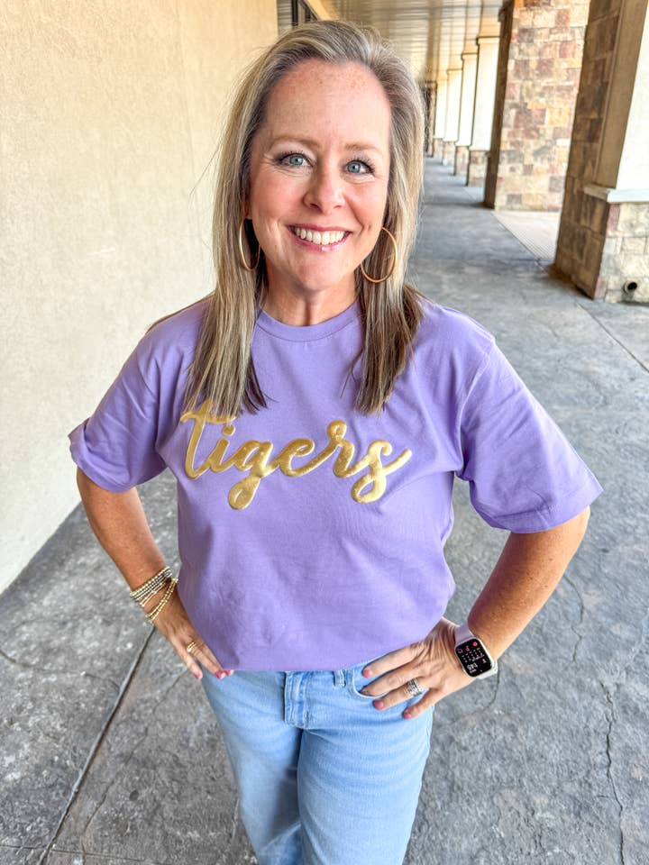 3D Puff Metallic Tigers T-Shirt for wholesale by Rush: Greek Gifts