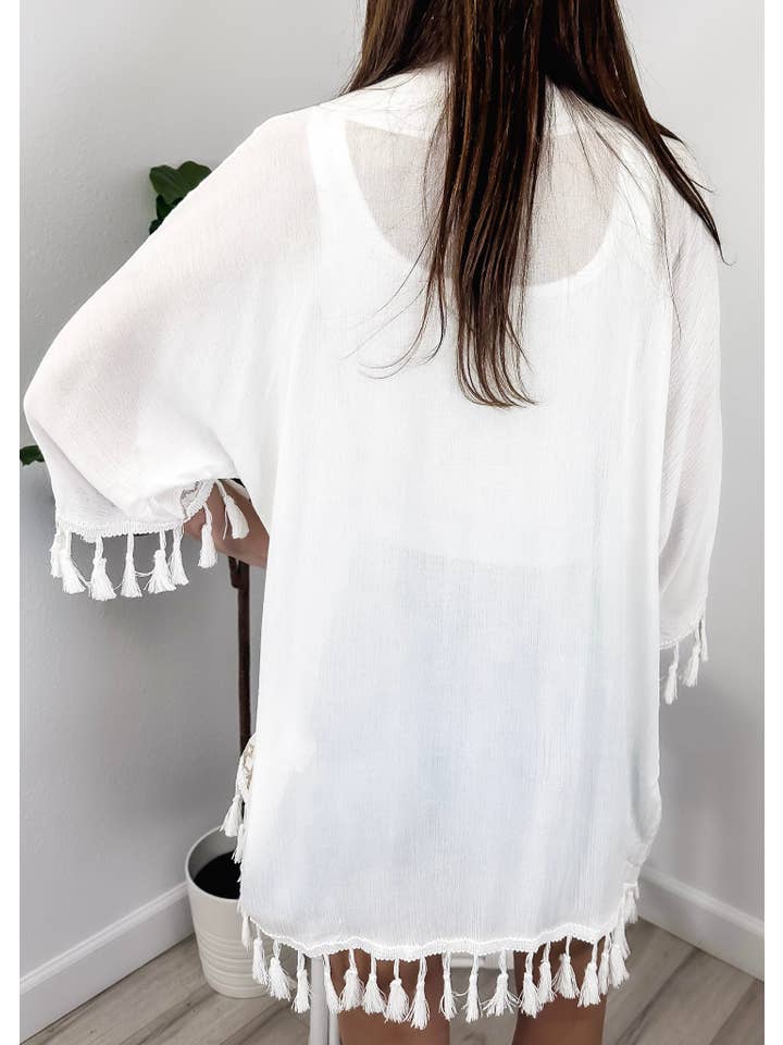 Anna Kaci Wholesale - Wholesale Kimono - Women's - Women's Tribal Kimono Boho Open Front Tassel Cardi3