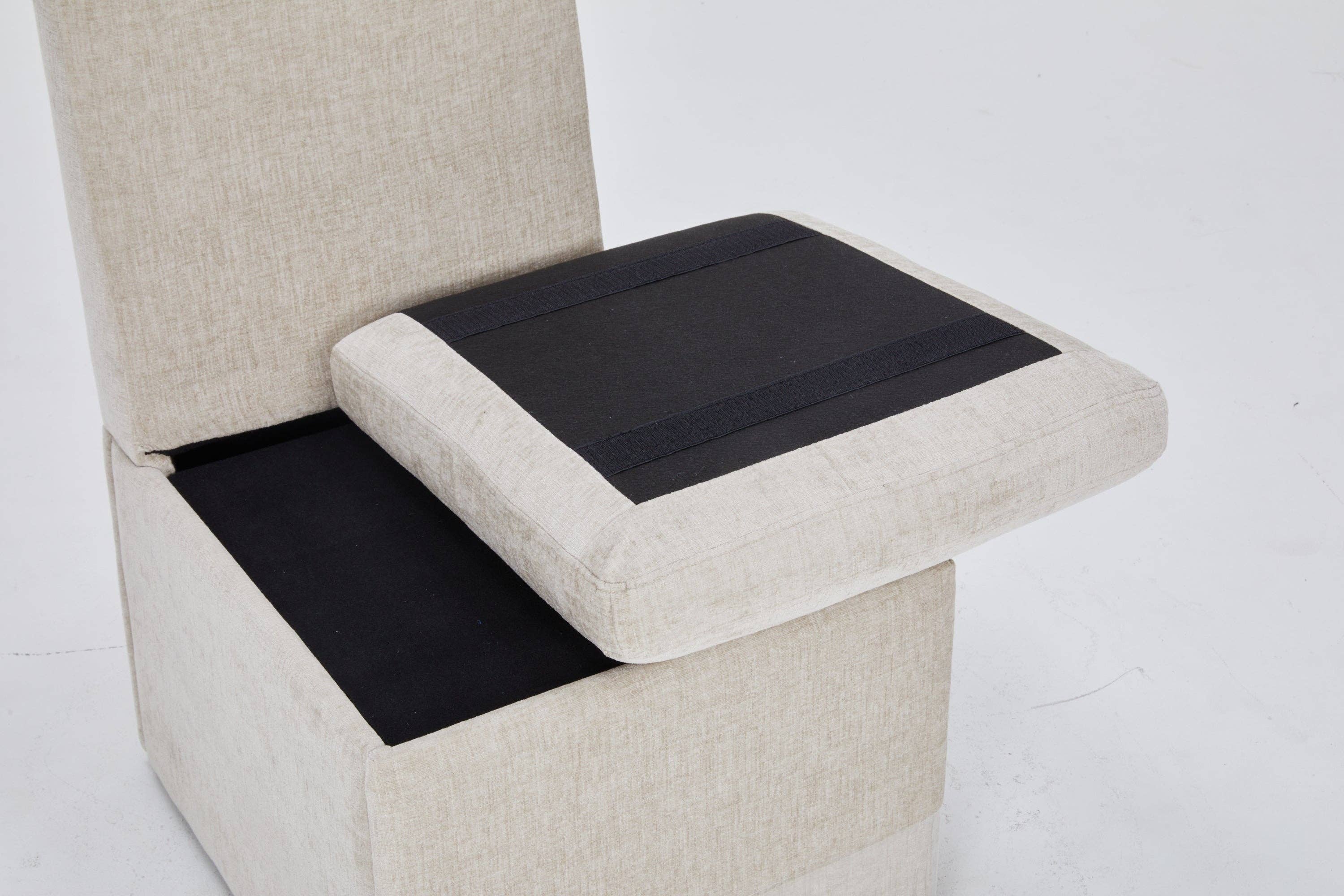 39F Inc. - Wholesale Chair - Set of 2 Linen Upholstered Storage Dining Chairs with Caster2