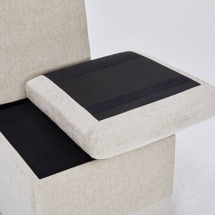 39F Inc. - Wholesale Chair - Set of 2 Linen Upholstered Storage Dining Chairs with Caster2