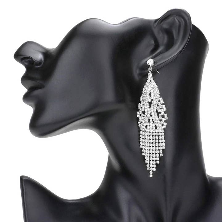 Pearl and Rox - Wholesale Dangle Earrings - Stone Pave Fringe Evening Earrings