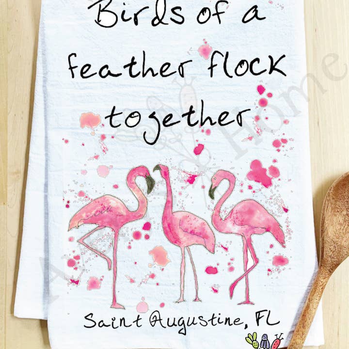 Avery's Home - Wholesale Tea Towel - Birds of a Feather Flamingo Customizable Tea Towel