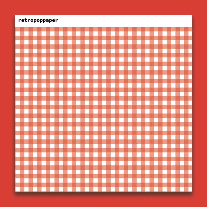 Carta da Scrapbook a Quadretti Rossi per la vendita all'ingrosso da parte di Retro Pop Paper