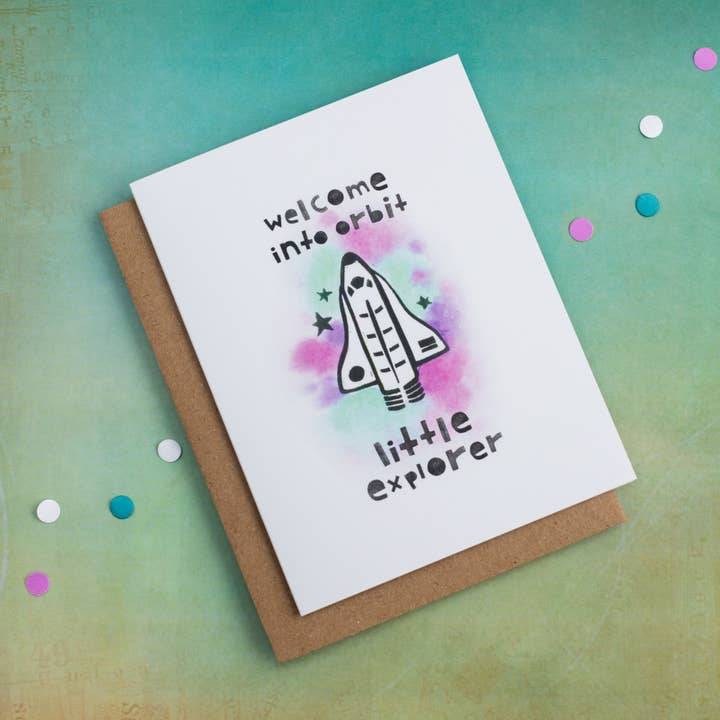 Tarjeta de felicitación para bebé Welcome Into Orbit para venta al por mayor de cheeky beak
