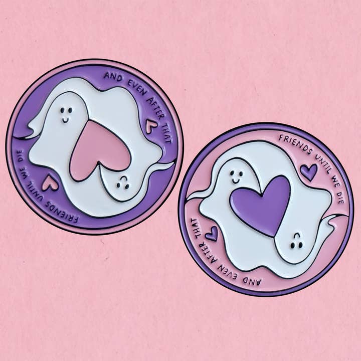 BFF Best Ghost Friends enamel lapel pin set for wholesale by Kate Gabrielle