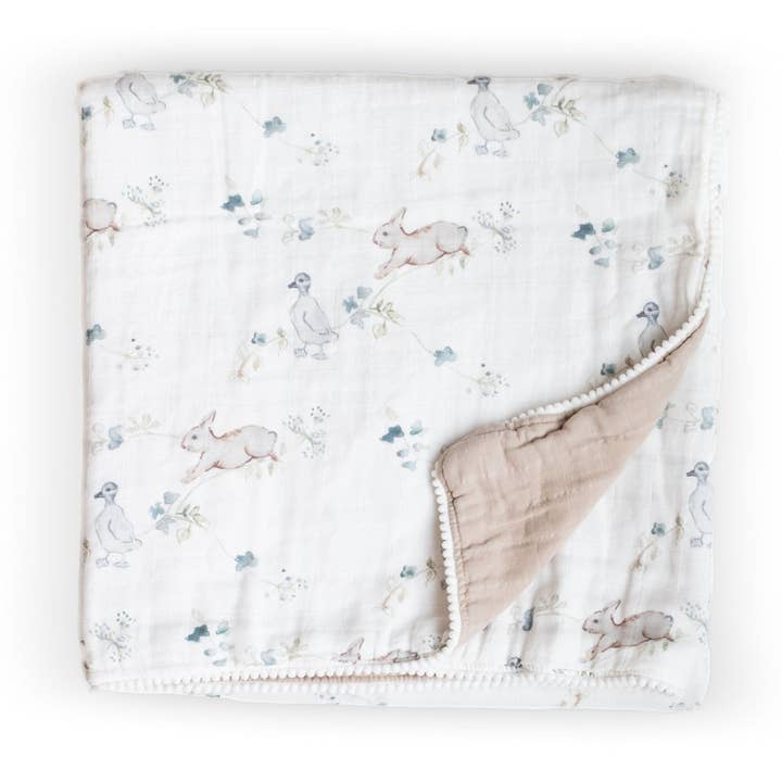 Fawn & Foster - Wholesale Quilt - Kids & Baby - Organic Muslin Gauze Quilt Baby Blanket | Ivy Hollow Bunny1