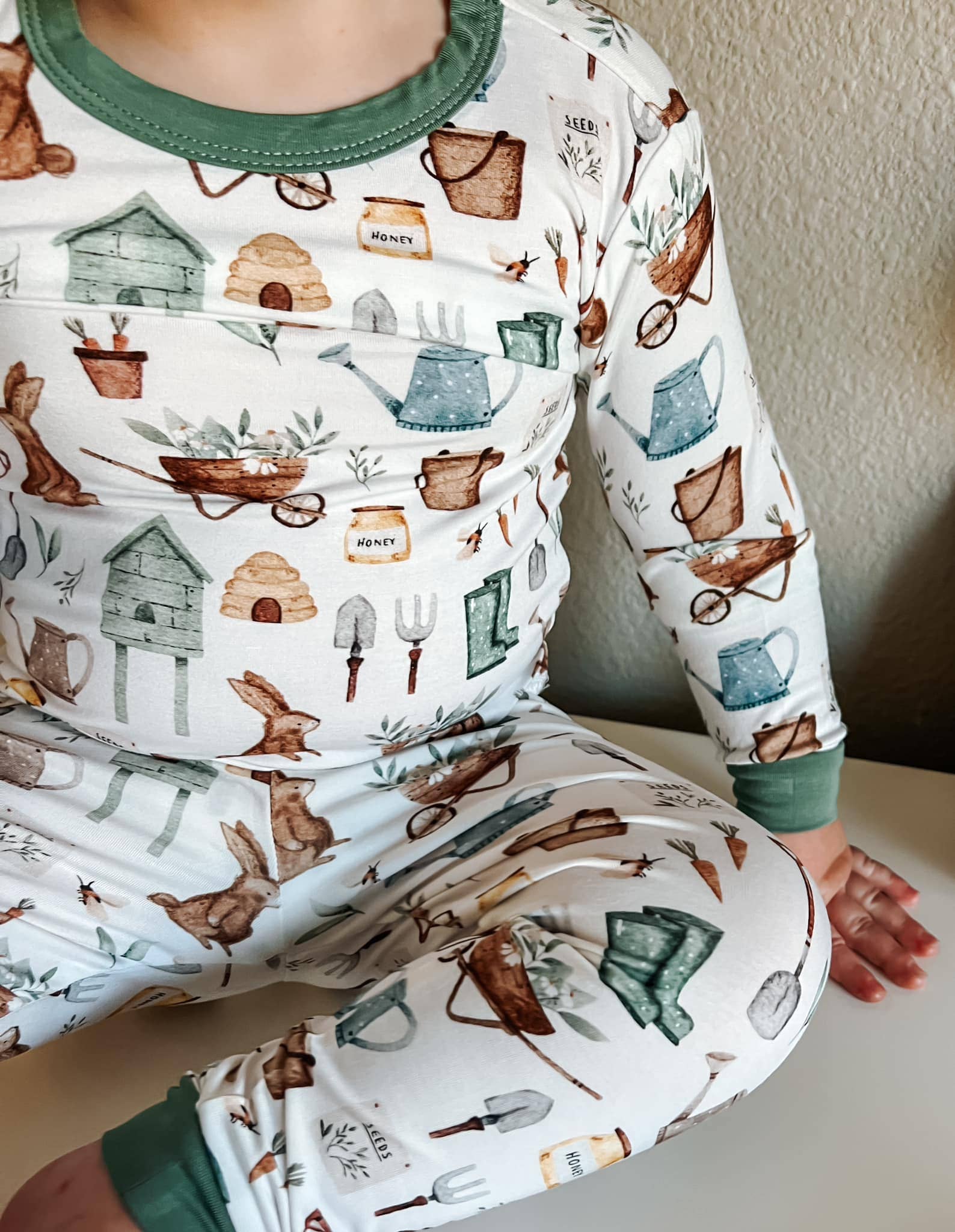 Little Joy Co. - Wholesale Sleepwear Set - Kids - Cottontail Garden 2pc Bamboo Pajama Set - Easter PJs Bunny1