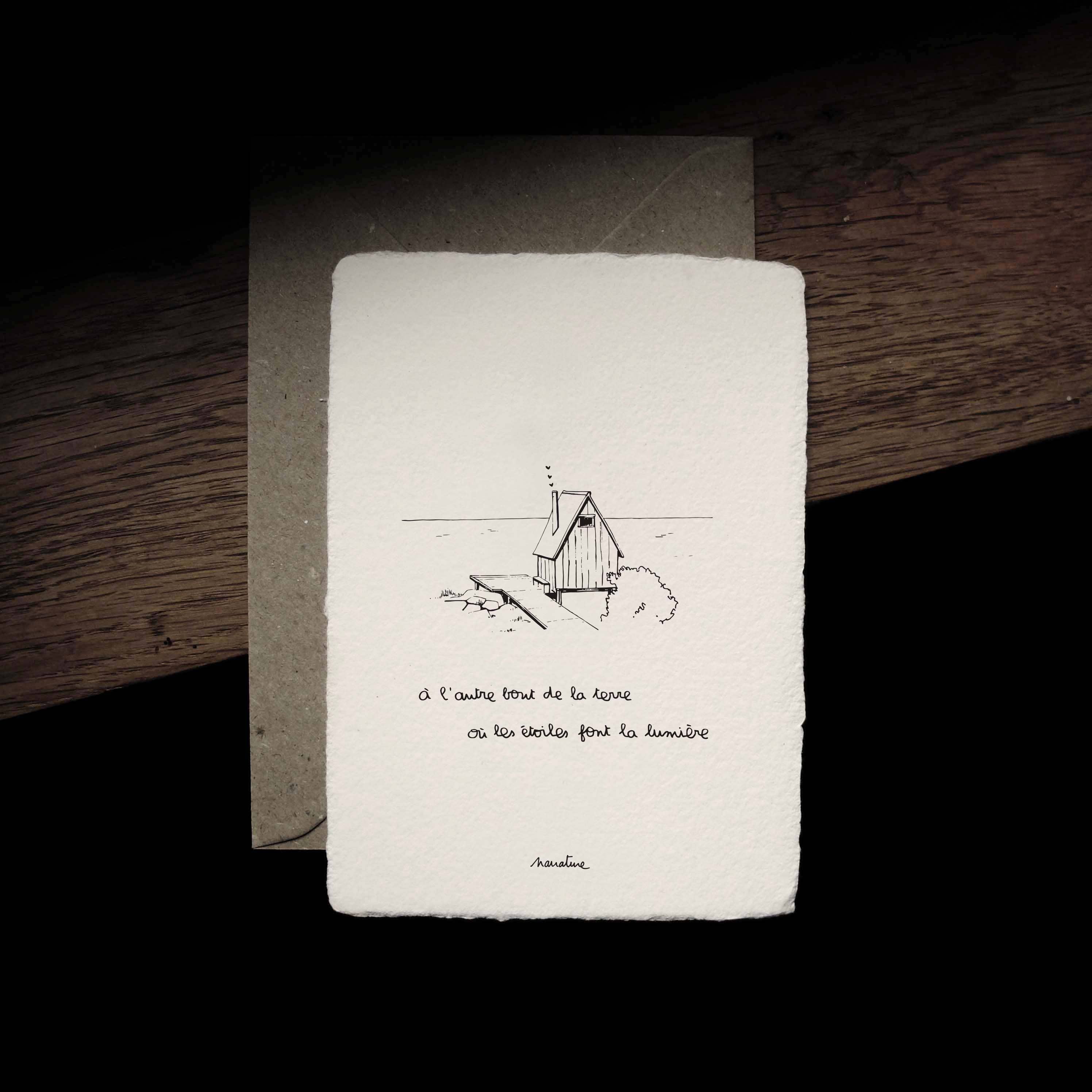 Narrature - Vente Carte de vœux classique - Bord de mer - Carte 10x15 papier fait main0