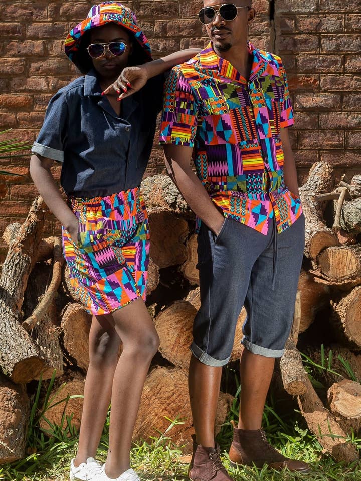 Tahj Unisex Shirt in Organic Denim for wholesale by Mayamiko