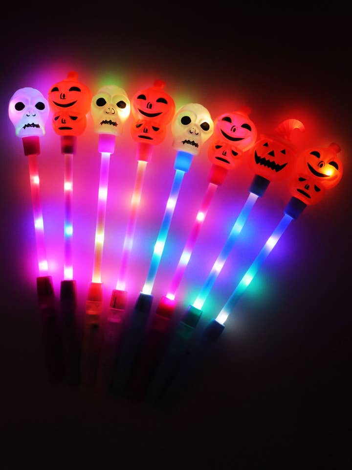 ASSORTED Halloween Pumpkin Skull Head Light Stick Wand for wholesale on Faire0