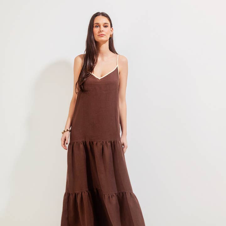 RENATA KLEID SCHOKOLADEN LEINEN für den Großhandel von Maria la Paz