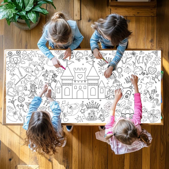 Creative Crayons Workshop – Großhandel Tischdecke zum Ausmalen – Kind & Baby – Prinzessin Mal-Tischdecke | Prinzessinnen Partydekoration