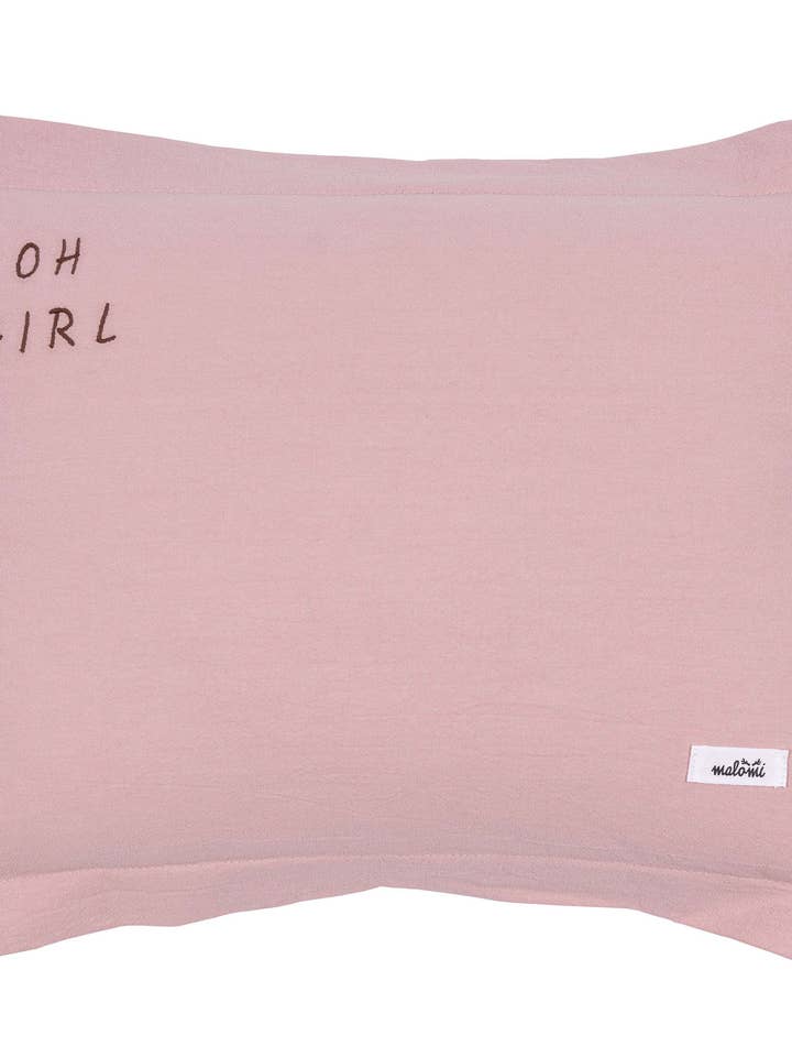 WASHED COTTON PILLOW OH GIRL DUSTY PINK M for wholesale by Malomi Kids