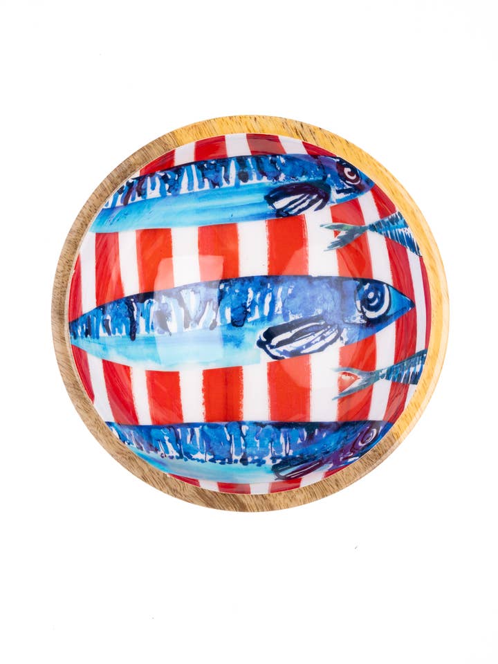 Sardine On Red Dip Bowl for wholesale by Shoeless Joe Ltd