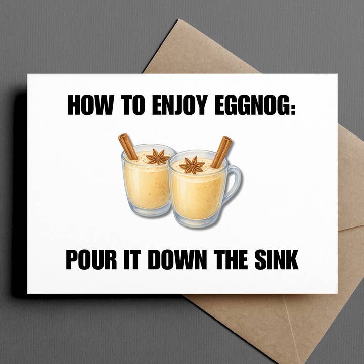 lustige Urlaubskarte | wie man Eierlikör genießt für den Großhandel von Ink & Attitude Stationery Company