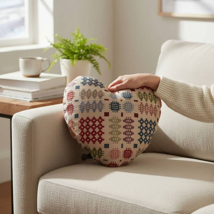 Moose & Co - Wholesale Chair Cushion - Multi Heart Shaped Welsh tapestry Embroidered cushions 1