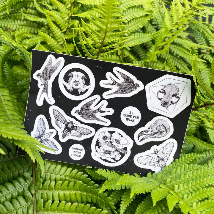 Foglio di adesivi in vinile Dotwork Nature per la vendita all'ingrosso da parte di Nadie van Wijk - Ontwerp & Illustratie