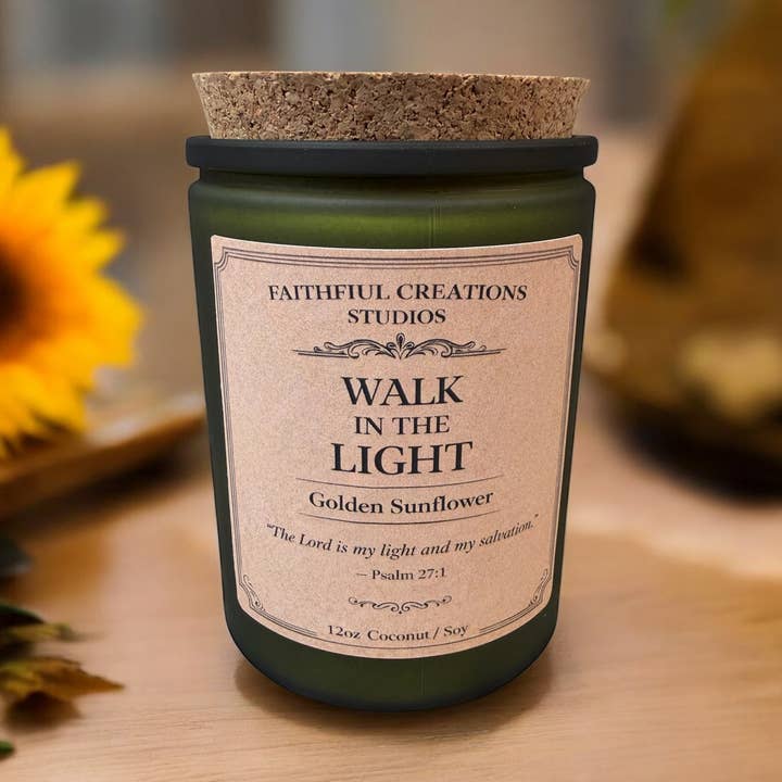 Walk in the Light – Golden Sunflower| Warm & Bright for wholesale by Faithful Creations Studios | Candles