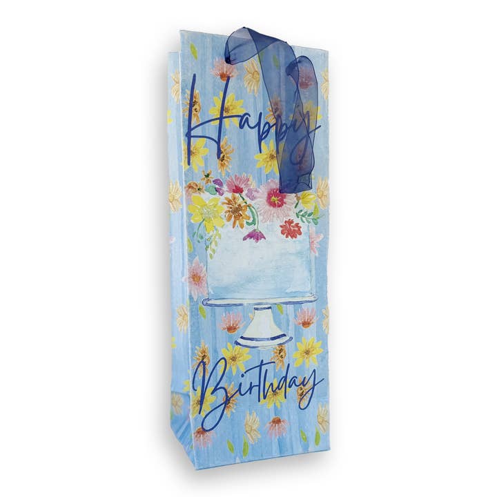 Bolsa de papel para vino con diseño de pastel de cumpleaños floral para venta al por mayor de French Graffiti