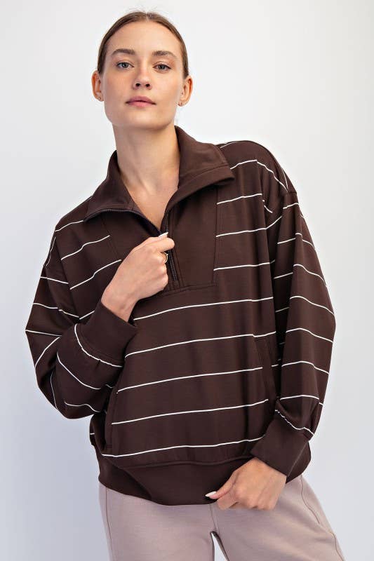 Sunday Morning - Vente Sweat-shirt – femme - T7299PL37 PULL À COL MONTANT À RAYURES ET FERMETURE ÉCLAIR DE GRANDE TAILLE 31