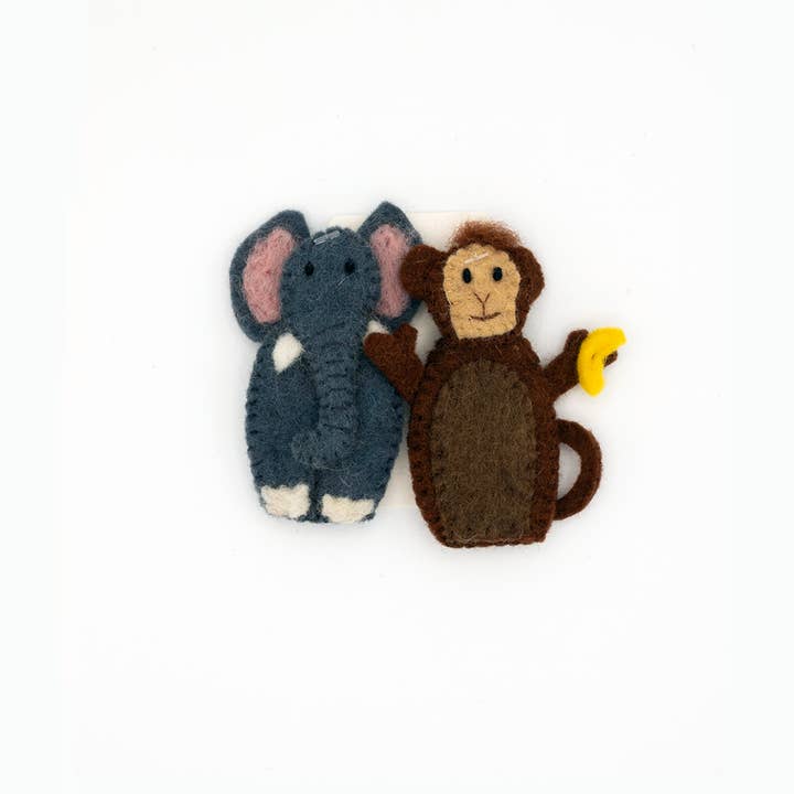 Nivas - Wholesale Finger Puppet - Kids & Baby - Finger Puppet - Elephant and Monkey (Safari Animals) 1
