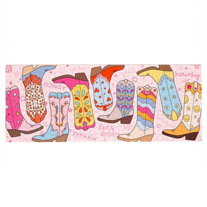 Callie Danielle – wholesale Puzzle – Child – Western Cowgirl Boots - 400 Piece Panoramic Jigsaw Puzzle