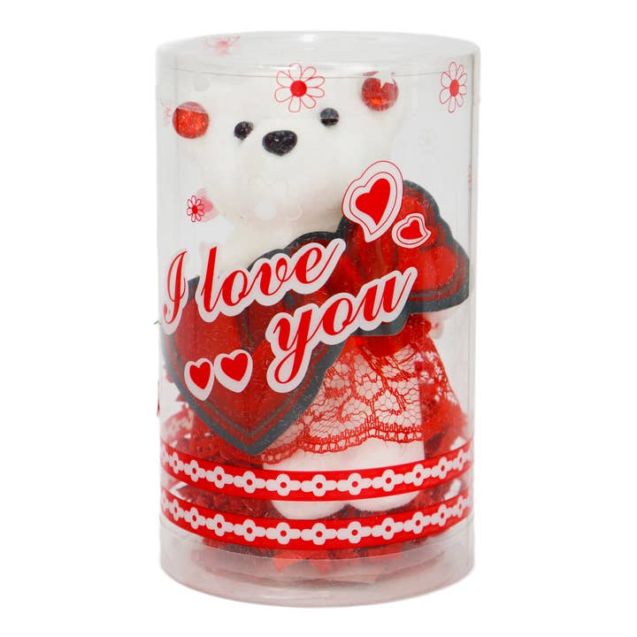 Cap Zone - Wholesale Decorative Tabletop Object - I Love You Foam Bear Gift Barrel Box