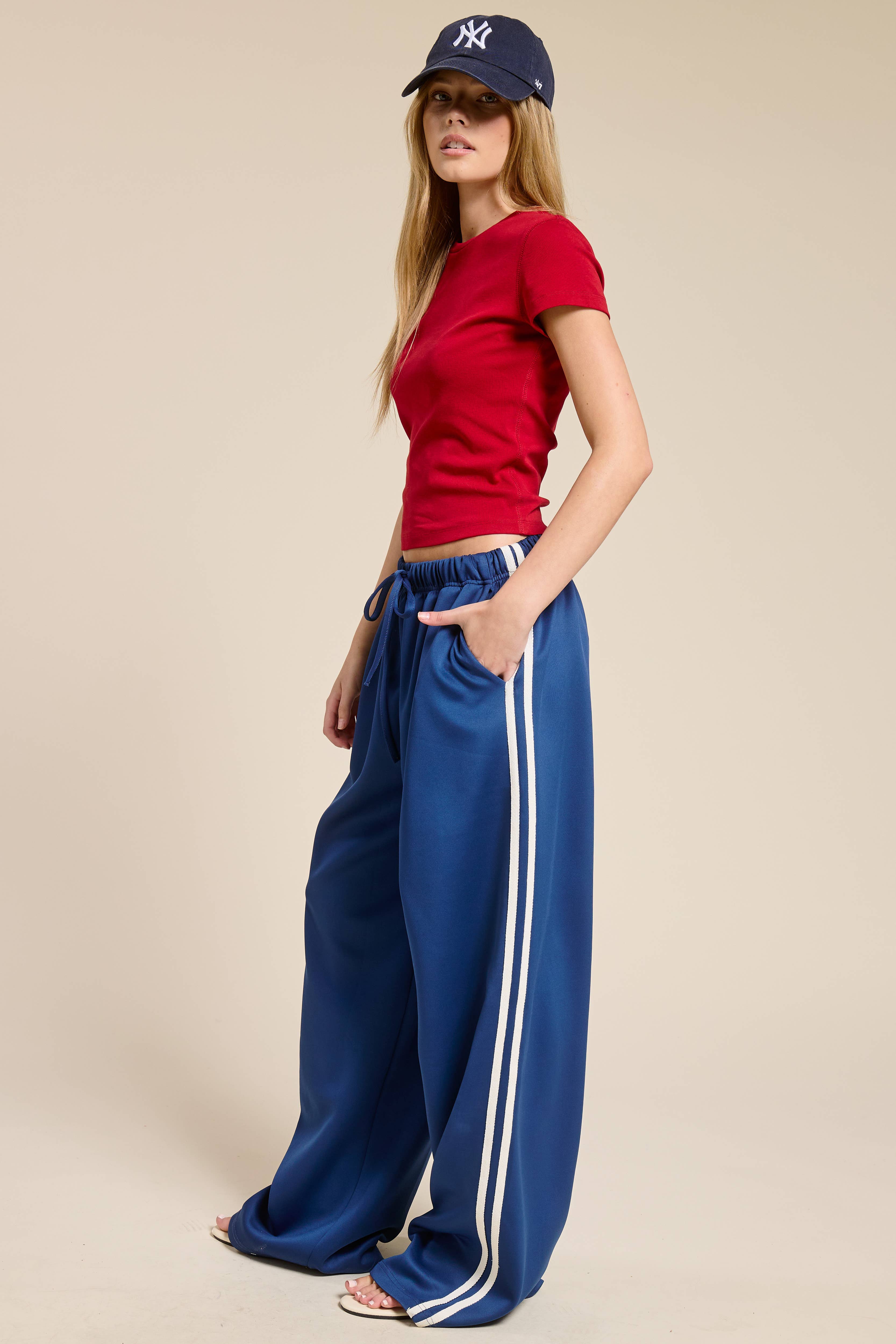 Mimosa - Wholesale Pants - Women's - Wide Leg Track Pants with Side Stripes16