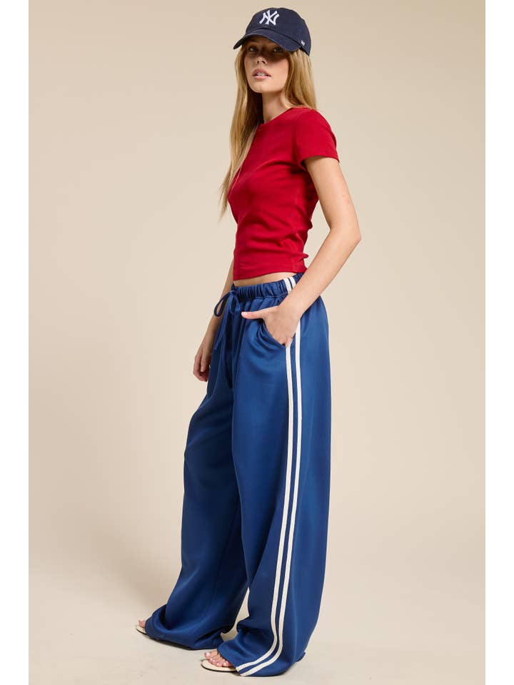 Mimosa - Wholesale Pants - Women's - Wide Leg Track Pants with Side Stripes16