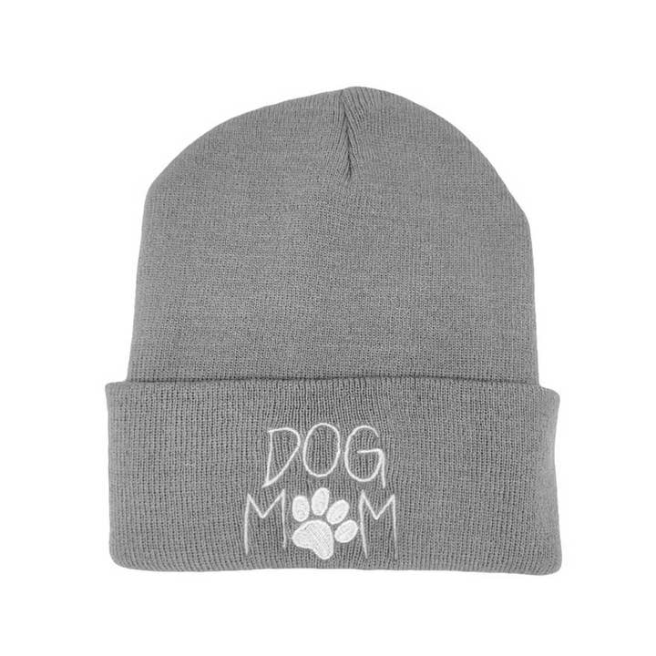 Shopping2help - Wholesale Beanie - Women's - Dog Mom Message Paw Pointed Solid Knit Beanie Hat