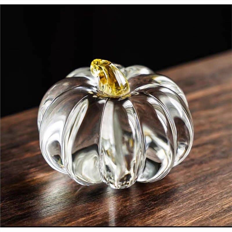 Gohobi （We cover U.S. import duties） - Wholesale Decorative Tabletop Object - Gohobi Pate de Verre Pumpkin Halloween Glass Ornament Teapot Lid Stand Paperweight0