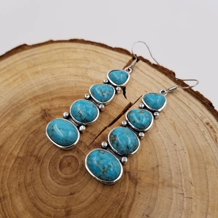 CHAKRA JEWELRY - Wholesale Dangle Earrings - Vintage Turquoise Drop Earrings