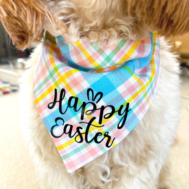 Easter Dog Bandana, Pastel Tartan Gingham Pet Accessory for wholesale by Nine Designs Ltd