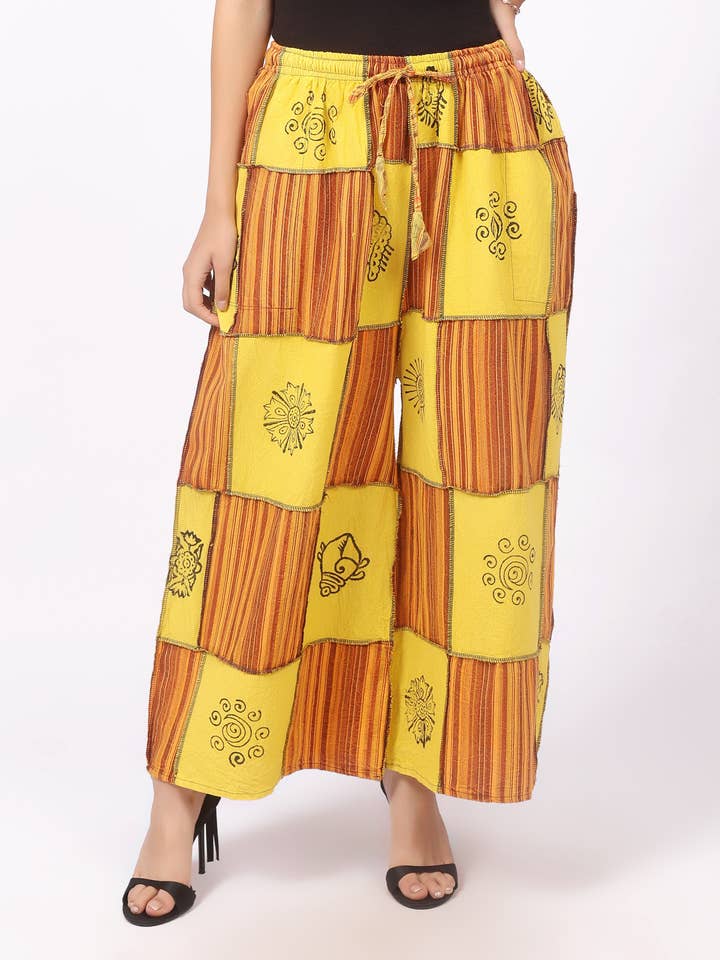 Pantalon ample à imprimé patchwork népalais pour femmes, lot mixte pour la vente par Wevez