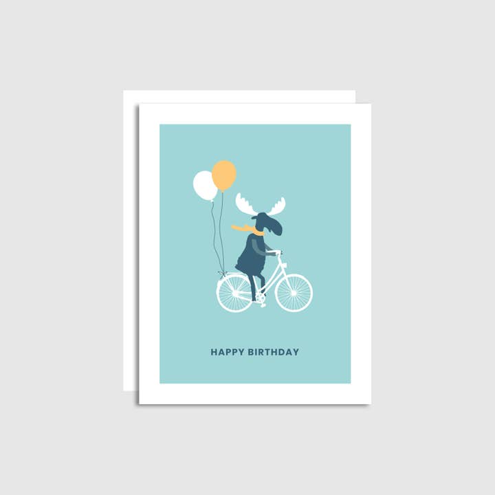 Biglietto di Compleanno con Alce in Bicicletta per la vendita all'ingrosso da parte di Wildly Supply Co.