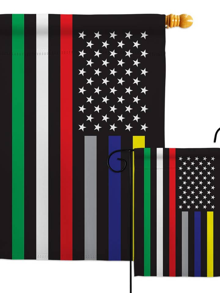 US First Responders Line EMT Police Firefighter Thin Flag for wholesale by Two Group Flag Co