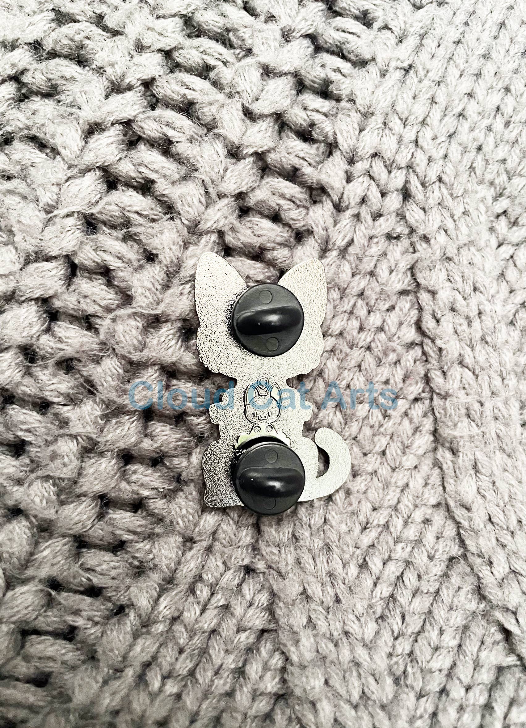 Cloud Cat Arts - Wholesale Lapel Pin/Button - White Kitty/ Strawberry Boba Tea Cat - Hard Enamel Pin2