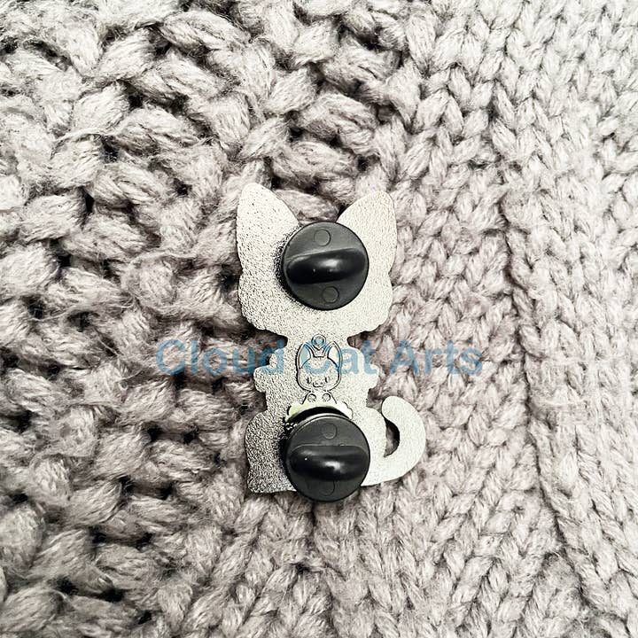 Cloud Cat Arts - Wholesale Lapel Pin/Button - White Kitty/ Strawberry Boba Tea Cat - Hard Enamel Pin2