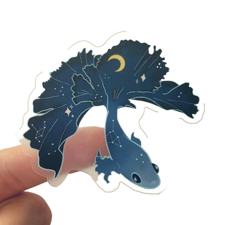 Clear Night Betta Vinyl Sticker for wholesale by Salt & Paper