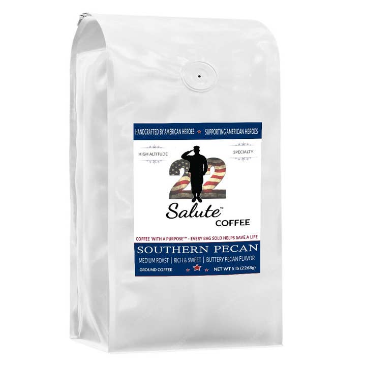 22 Salute Coffee 'With a Purpose' Southern Pecan for wholesale by 22 Salute Coffee
