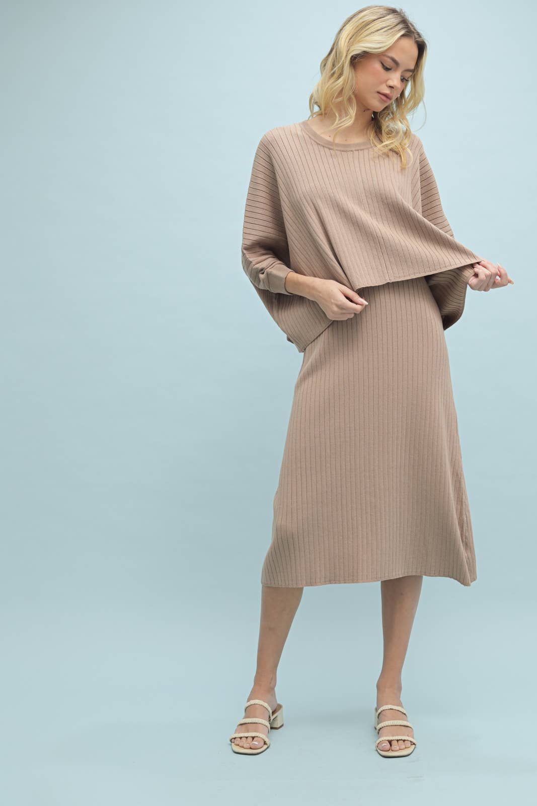 Wishlist Apparel - Wholesale Top & Skirt Set - Women's - RIBBED KNIT TOP AND DRESS SET / WL24-95501